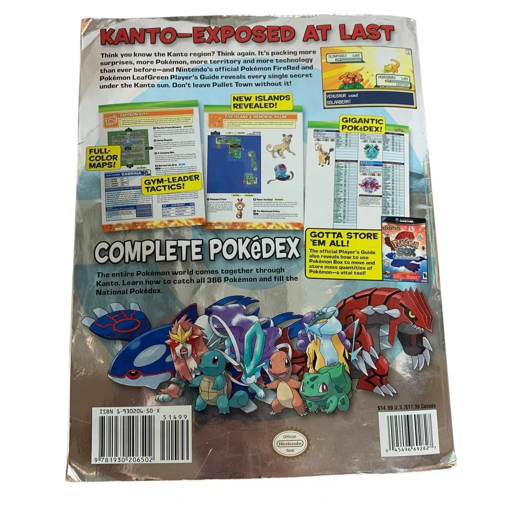 Official Nintendo Pokemon FireRed LeafGreen Strategy Guide GBA w/ Combat Chart